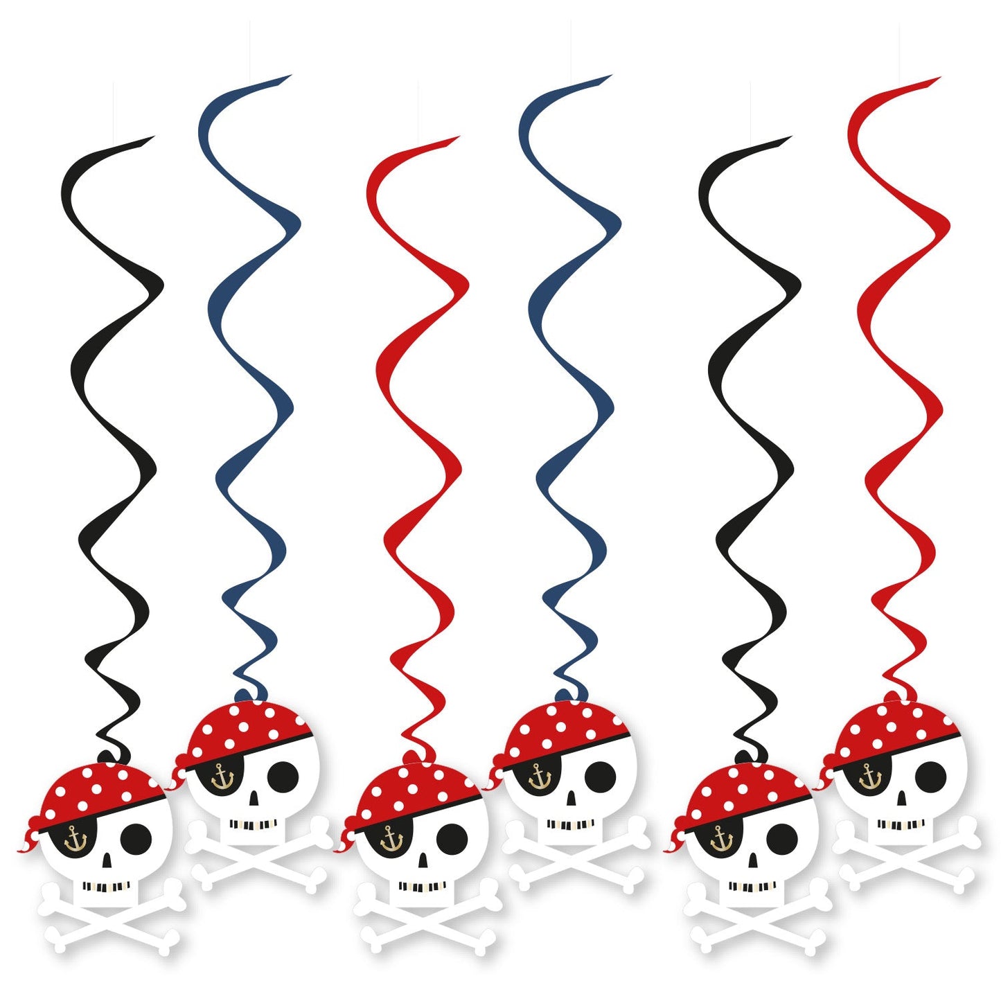 Treasure Island Party Hanging Swirl Decorations, 60cm with cut-outs