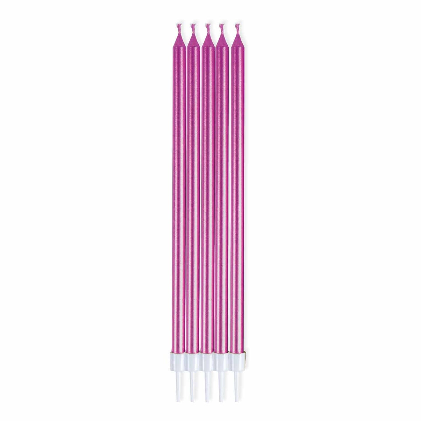 16cm Metallic Pink Candles, Pack of 12