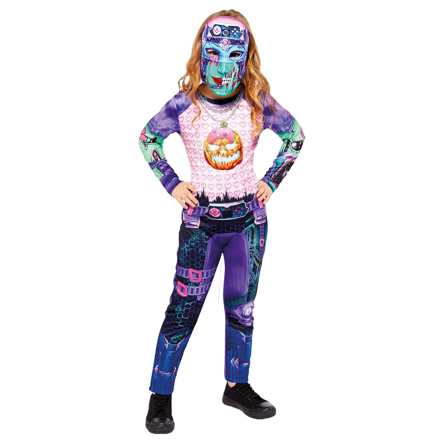 Gamer Girl Costume includes, jumpsuit and mask