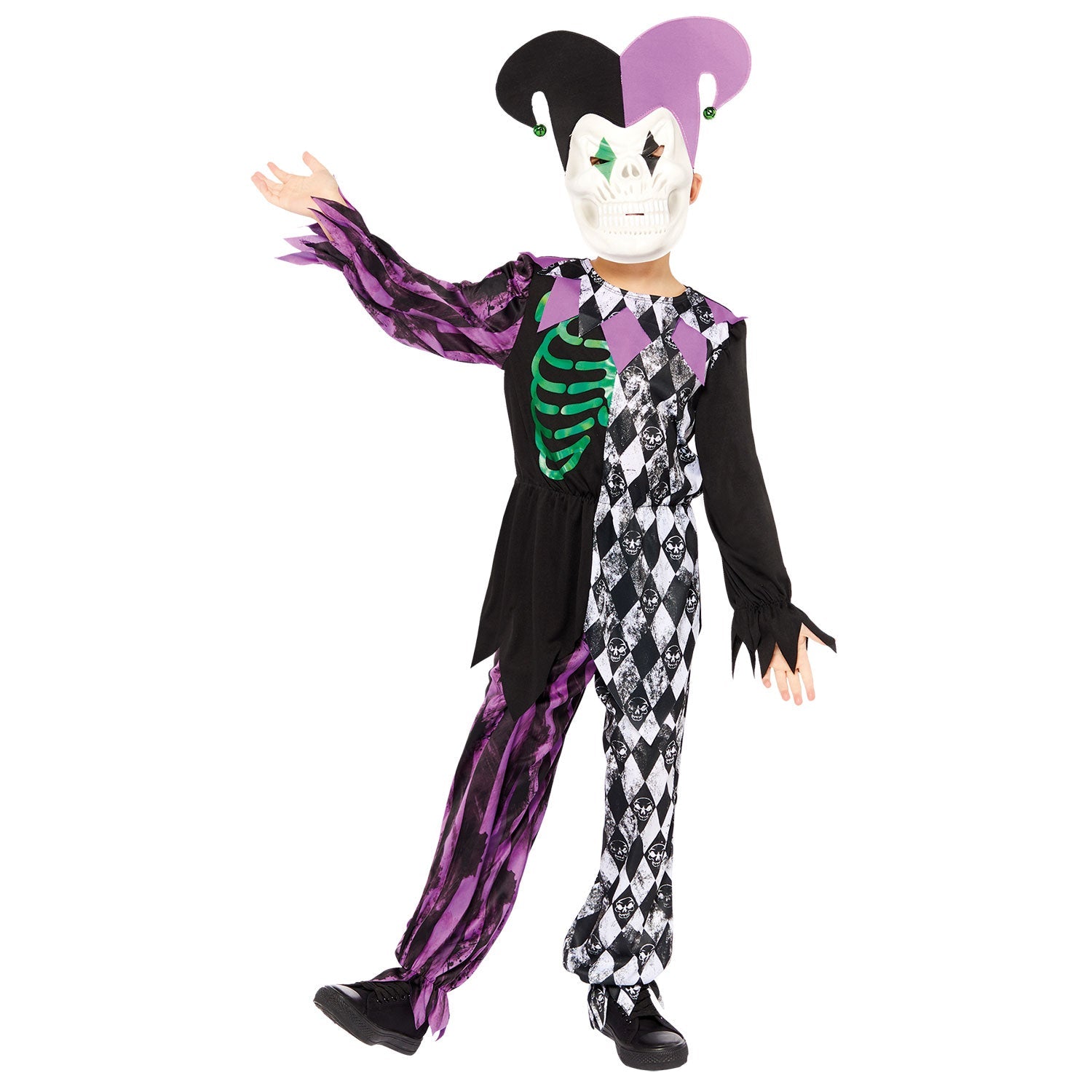 Jester Boy Costume includes, top, trousers and mask