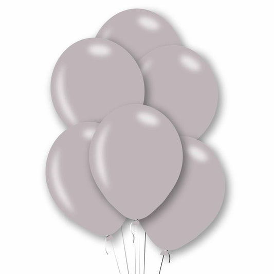 11 inch Metallic Silver Latex Balloons, Pack of 6