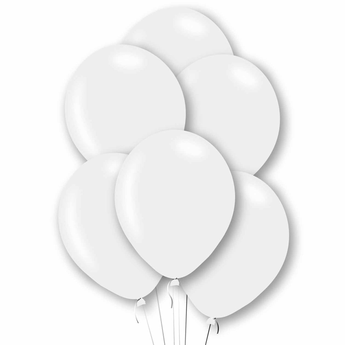 11 inch White Latex Balloons, Pack of 6