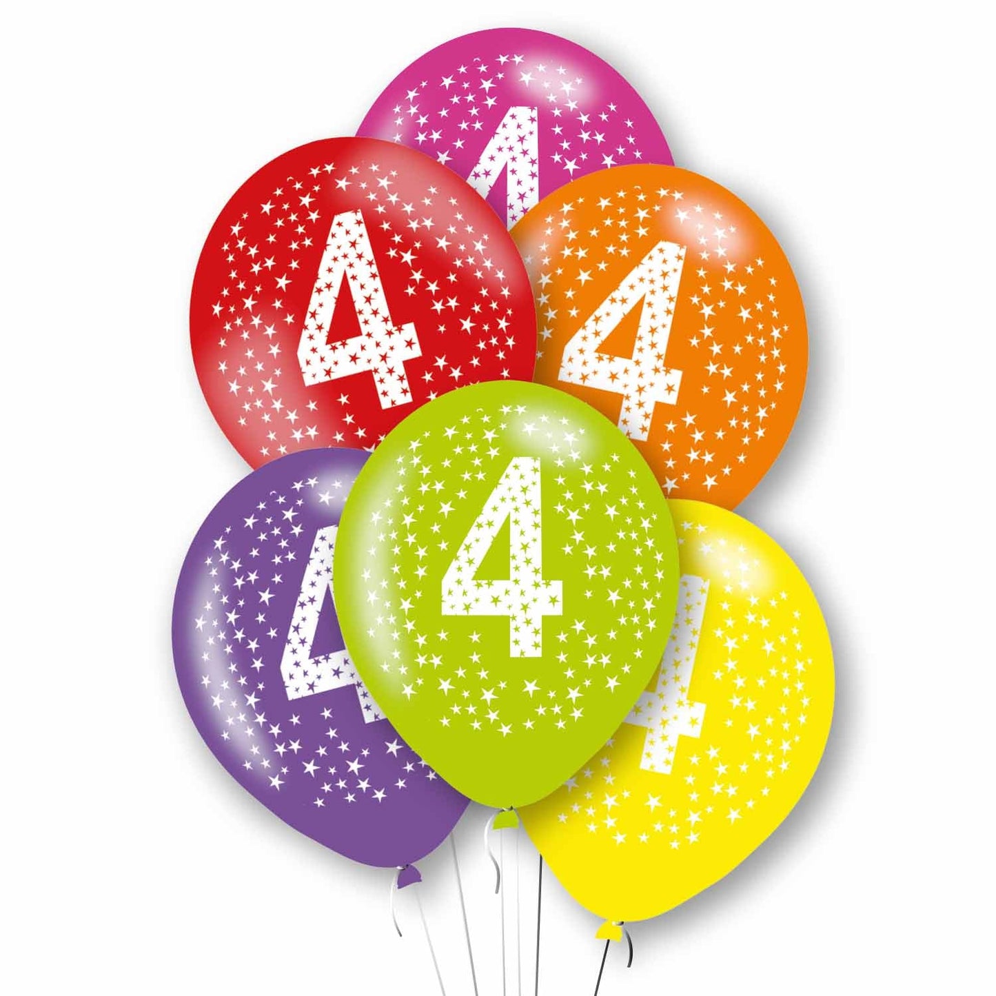 11 inch Age 4 Primary Balloons, Pack of 6