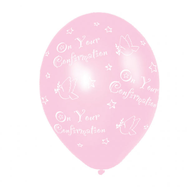 27.5cm Confirmation Pink Latex Balloons| (All Over Print)