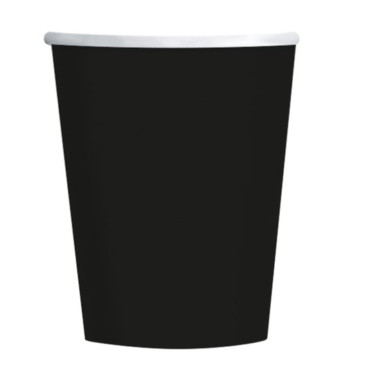 Black Paper Cups, Pack of 8
