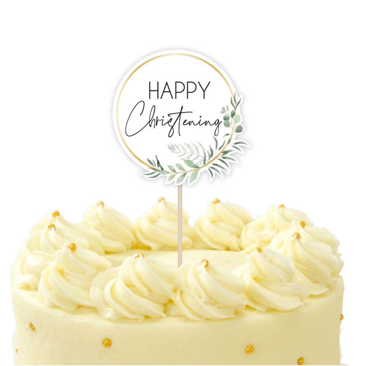 Botanical Celebration Christening Cake Topper