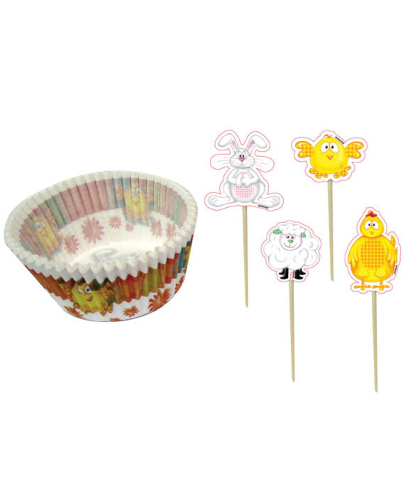 Easter Cup Cake Cases and Pick, Pack of 24