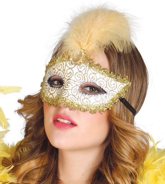Gold Mask with Feather