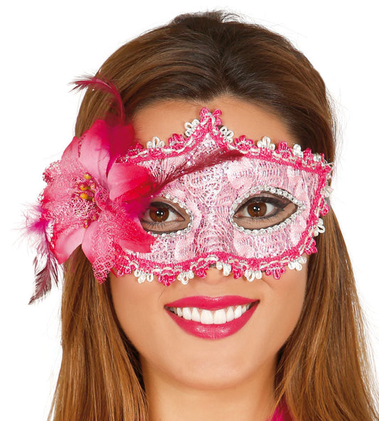 Decorated Pink Mask with Flower