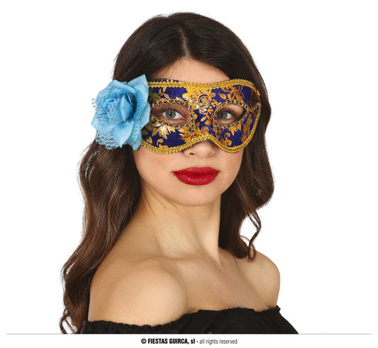 Blue and Gold Mask with Flower