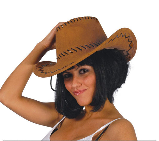 Tan Leather Cowboy Hat
