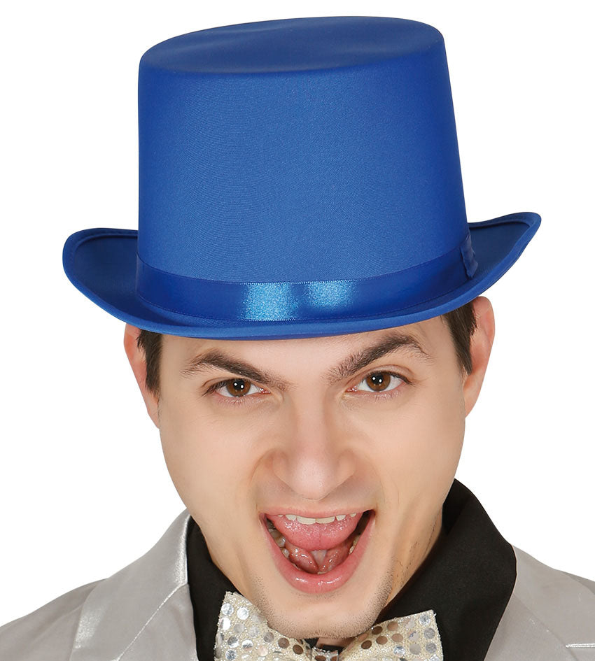 Blue Felt Top Hat with Ribbon