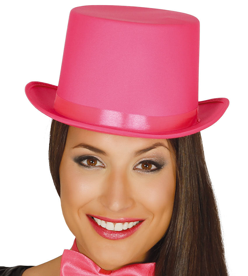Pink Felt Top Hat with Ribbon