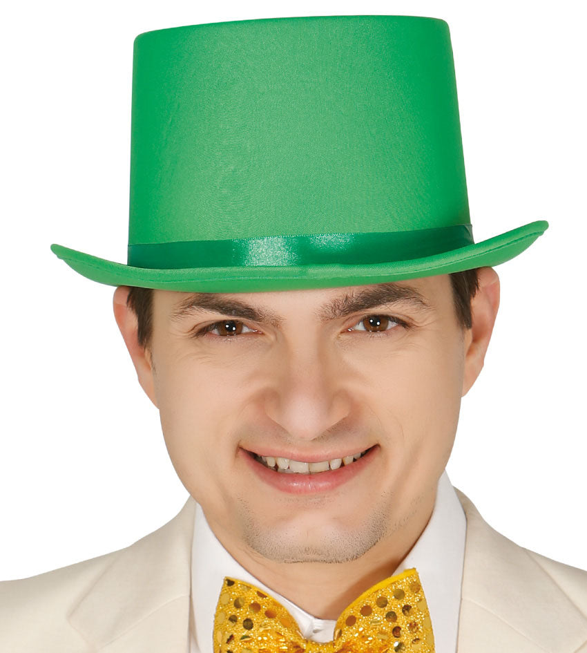 Green Felt Top Hat with Ribbon