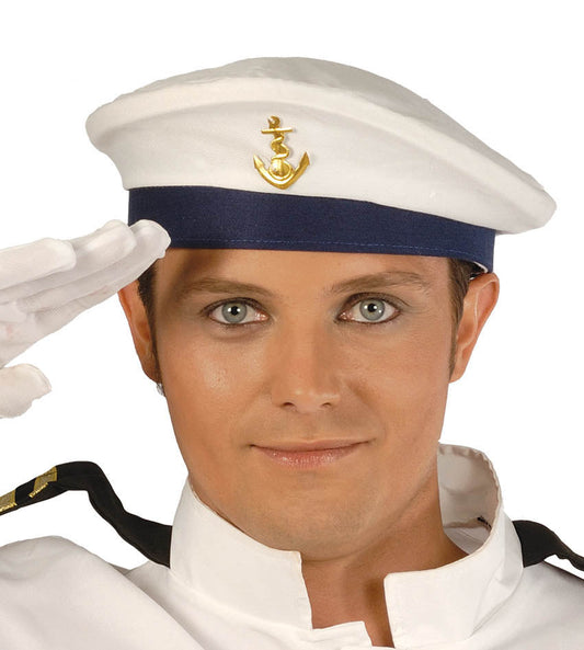 White and Blue Sailors Hat