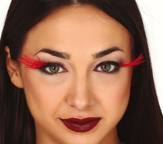 Red Feather Eyelashes with Glue