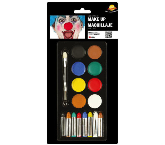 Multi-Colour Facepainting Kit includes 8 facepaint colours, 1 facepaint applicator and 8 colour facepaint crayons