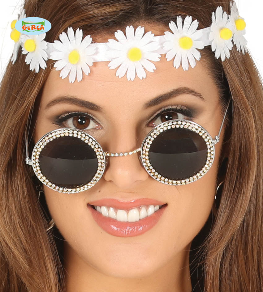 1960s Round Hippy Glasses with Jewels