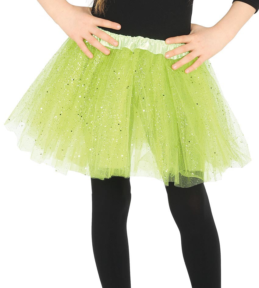 Child Green Sparkle Tutu with elasticated waist