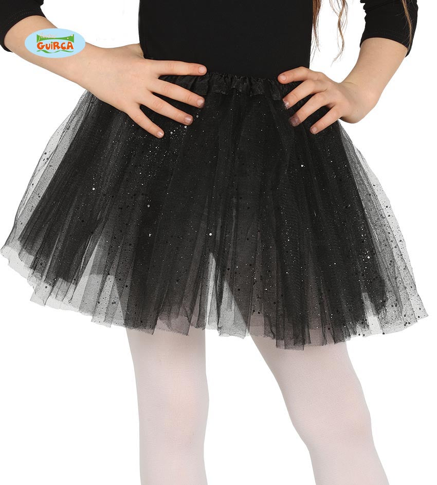Child Black Sparkle Tutu with elasticated waist