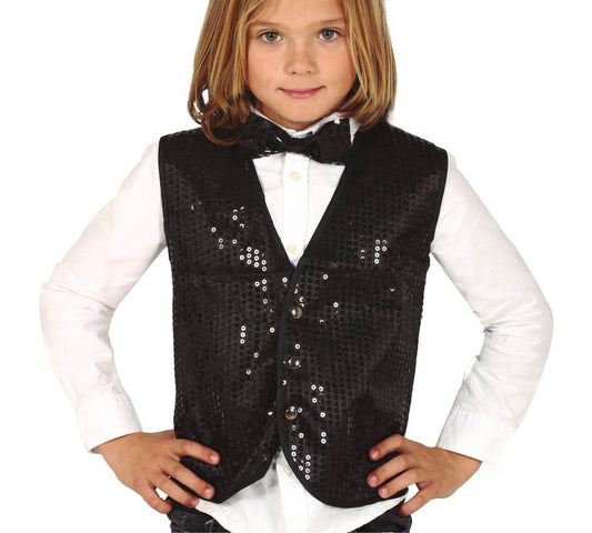 Child Black Sequin Vest