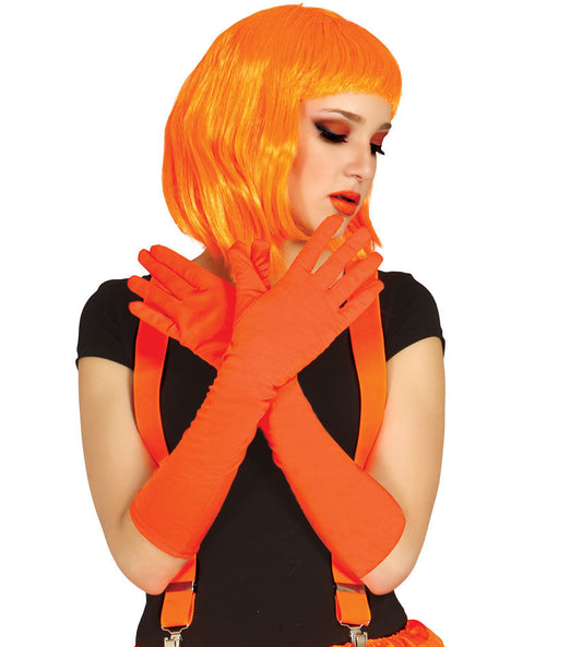 Long Neon Orange Gloves 45cm