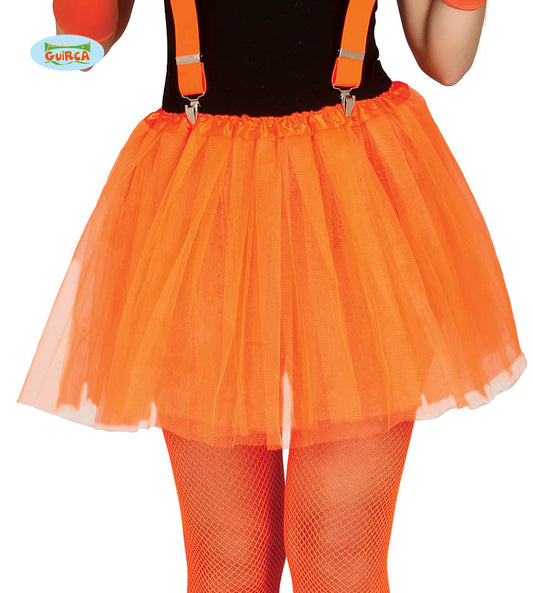 Ladies Orange Tutu 40cm drop, 2 layers Elasticated waist fits up to 100cm (39 inches)