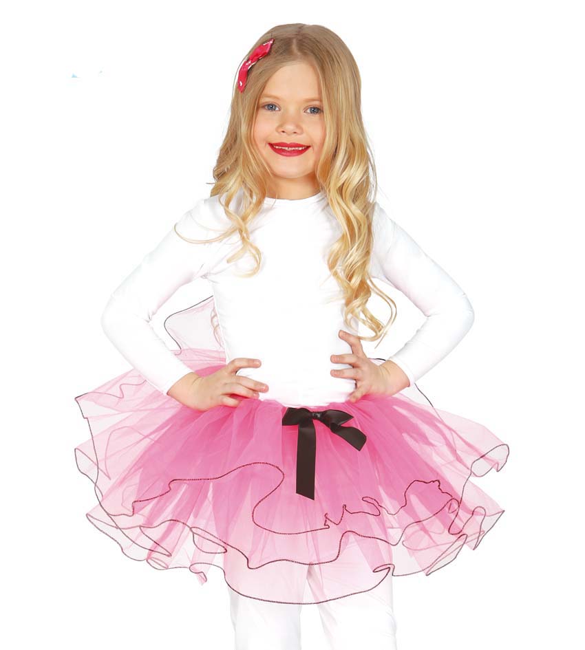 Child Pink Tutu with Black Bow