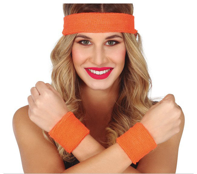 Orange Sweatband Set includes headband and wristbands