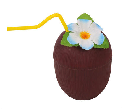 Coconut Cup with Straw and Flower