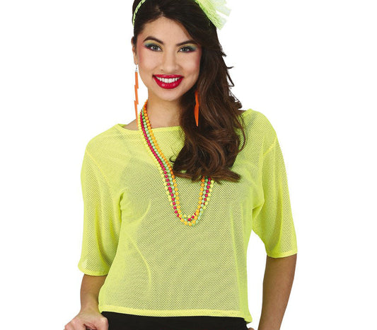 Neon Yellow Fishnet T Shirt