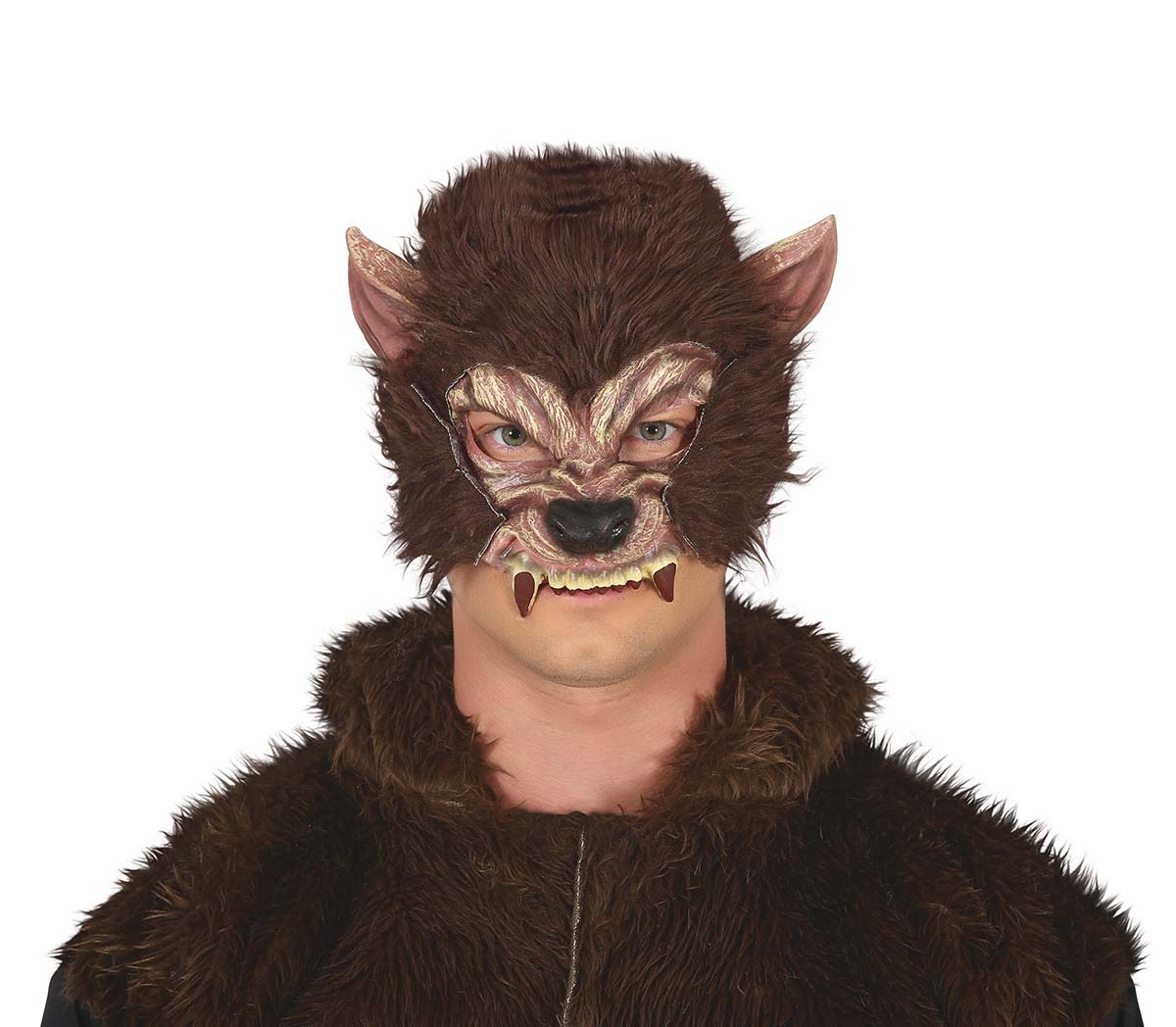 Half Wolf Mask with Hair