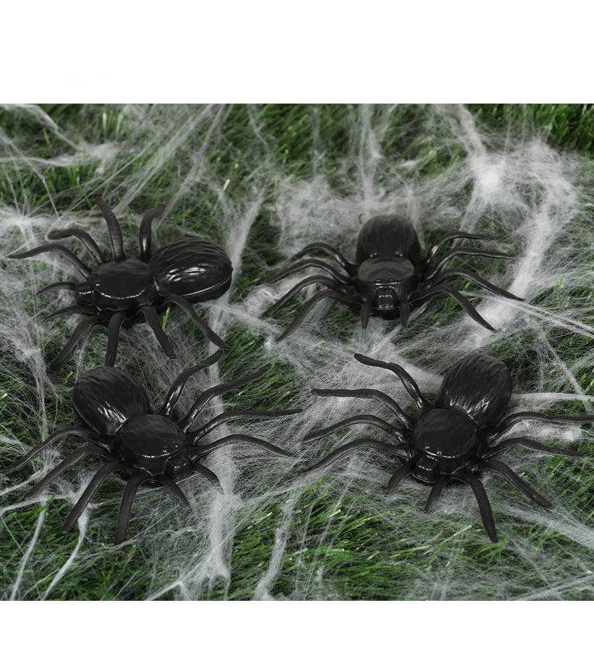 10cm Plastic Spiders, Pack of 4