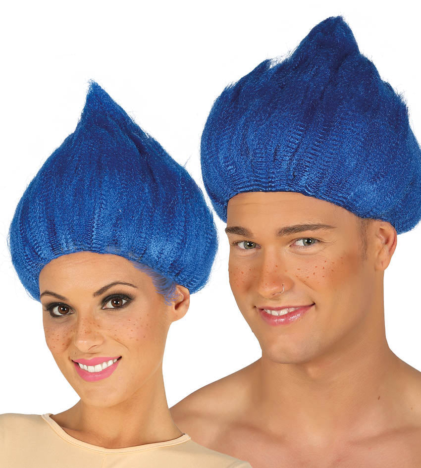 Blue Troll Wig| Crimped| Up-brushed style