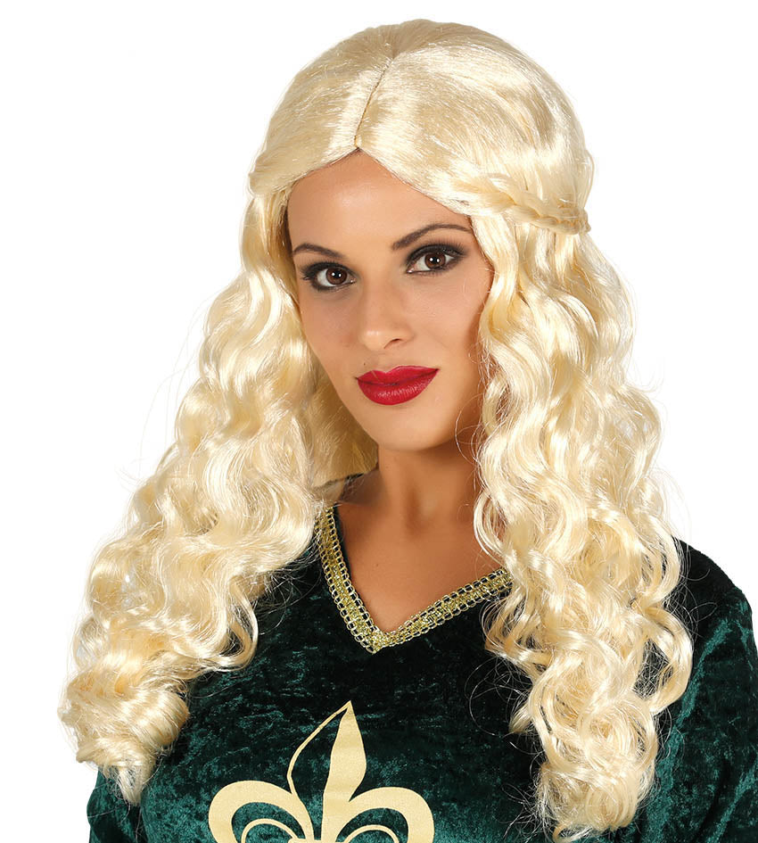 Long Blonde Medieval Wig with braid