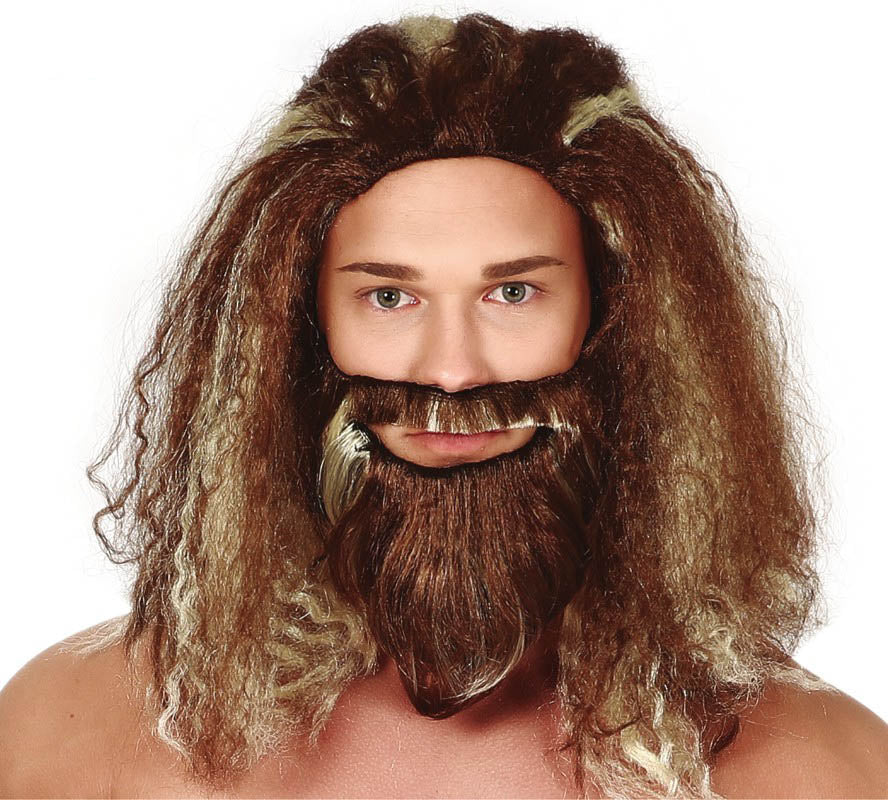 Sea Hero Wig, Blonde and Brown, Curly includes wig and beard