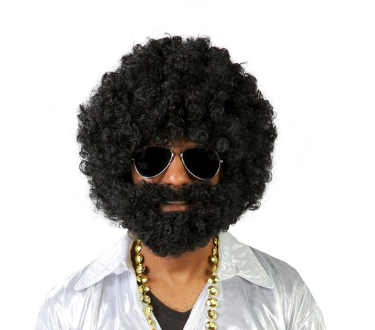 Black Afro Wig and Beard