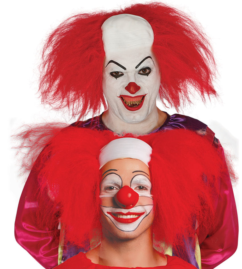 Bald Pennywise Style Clown Wig. Long red hair with a bald latex dome.