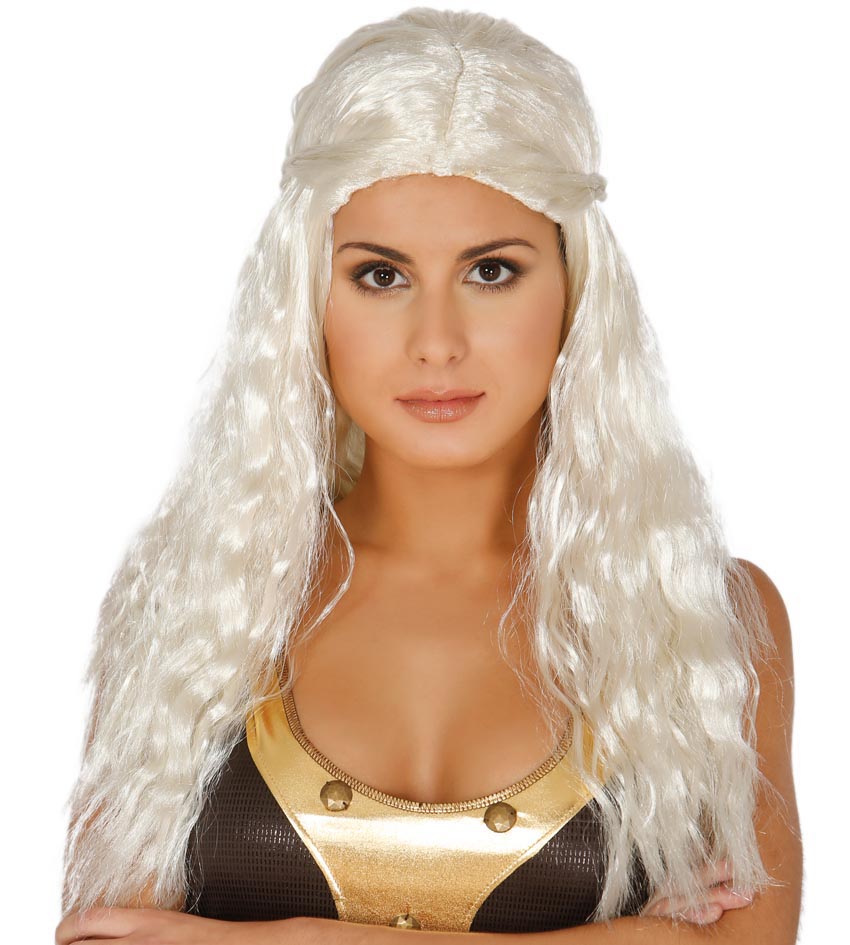 Long White Wig with Plaiting
