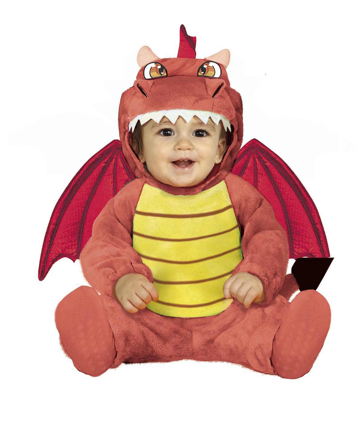 Baby Red Dragon Costume includes jumpsuit with wings and tail and hood