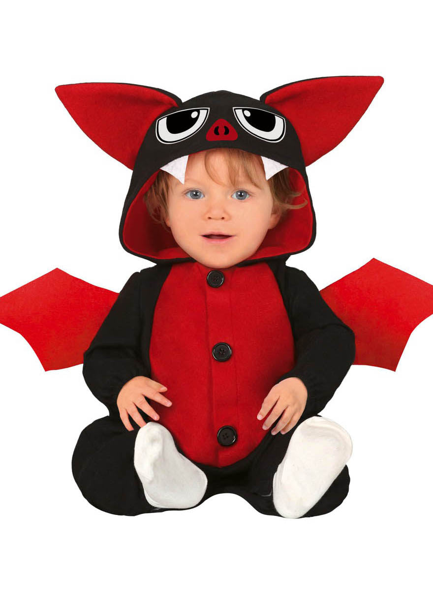 Baby Red Bat Costume includes jumpsuit with hood and wings