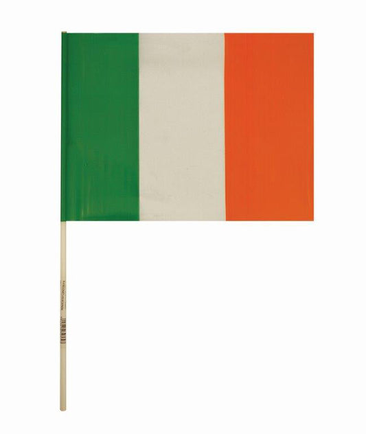 Ireland Hand Flag, Small PVC Flag on Stick 29cm x 17cm flag with 40cm stick