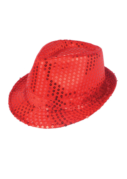 Red Sequinned Trilby Hat