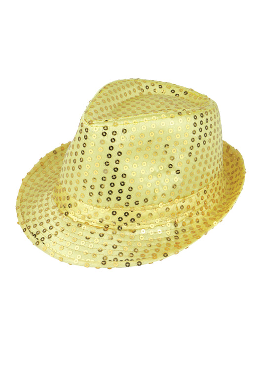 Gold Sequined Trilby Hat