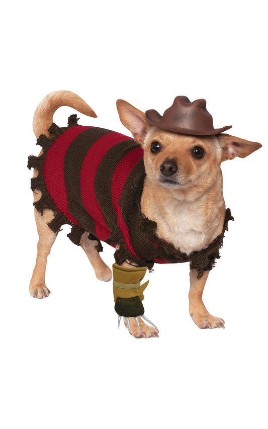 Freddy Krueger Pet Costume includes sweater, hat and glove
