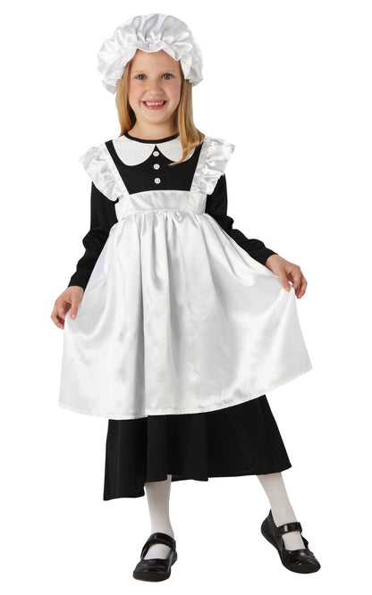 Every day is a busy day for our Victorian maid. Upstairs and down Victorian Maid Costume includes dress with attached apron and hat