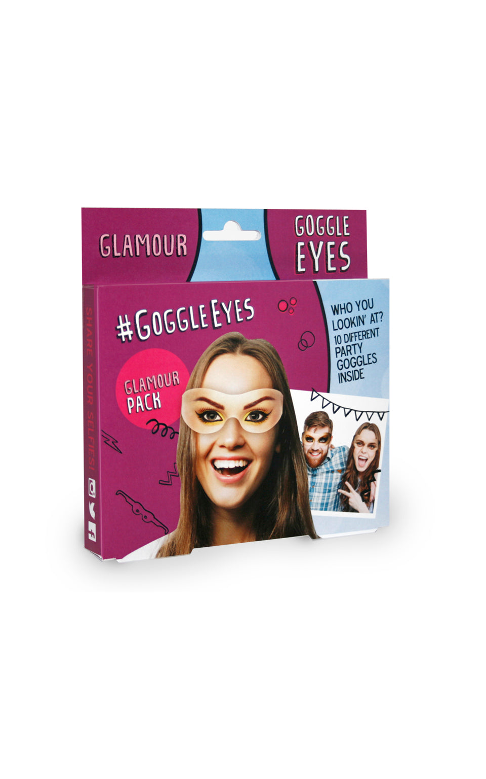 Glamour themed Goggle Eyes. Pack of 10 cardboard glasses with hilarious designs. Perfect for selfies.