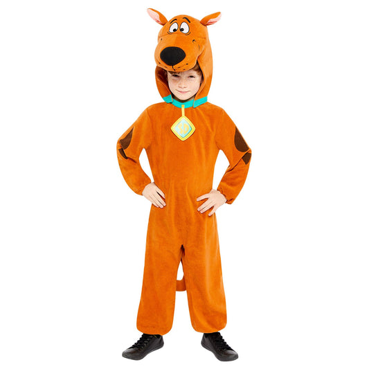 Scooby Doo Costume includes fleece jumpsuit, detachable shaped hood, logo dog tag and detachable tail