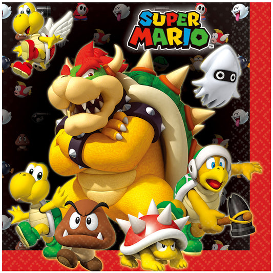 Super Mario Lunch Napkins, Pack of 16