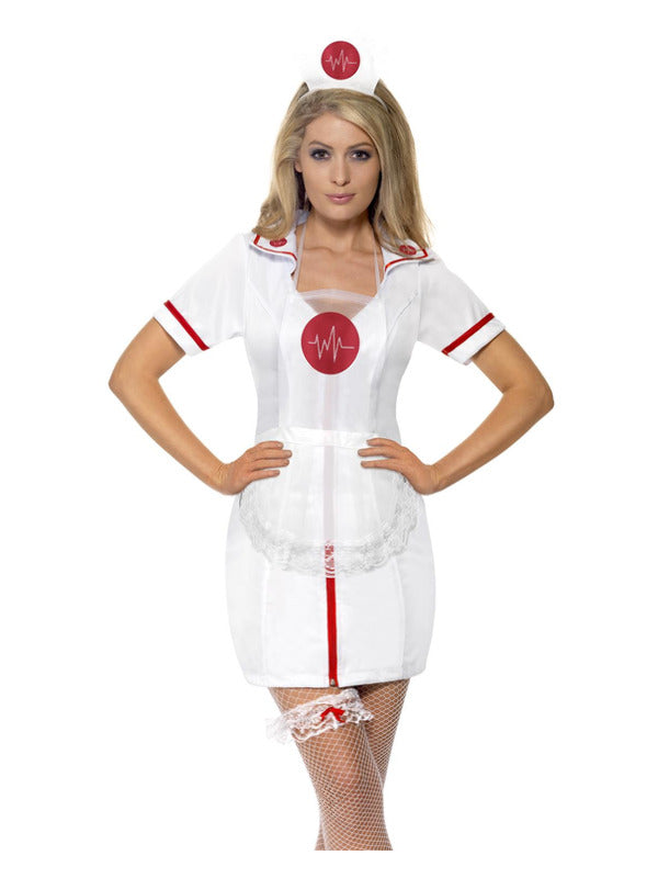 Ladies Nurse Instant Costume Kit includes nurses hat, garter and net apron